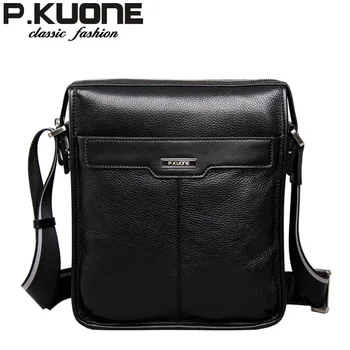 

P.KUONE new casual cowhide Genuine leather men messenger bag, man fashion shoulder bag, for ipad