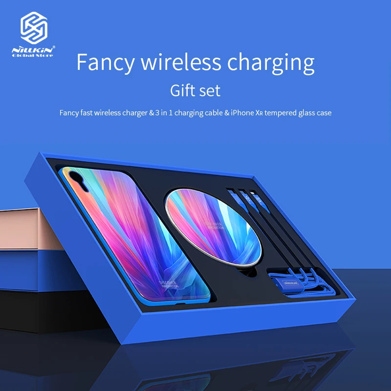 

Nillkin 3 In 1 Wireless Charging for IPhone XR Tempered Glass Phone Case Machine Protection Case with Data Line for IPhone Xr