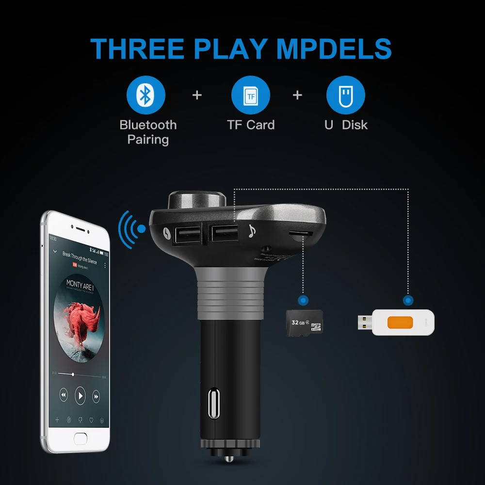 JINSERTA автомобильный fm модулятор Bluetooth громкой связи Автомобильный MP3 плеер аудио
