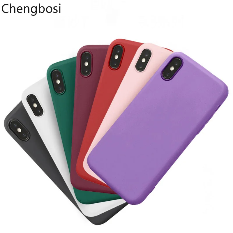

Phone Case for IPhone 7 6 6s 8 X Plus XR XS Max Simple Solid Color Ultrathin Soft TPU Case Candy Color Plain Back Cover