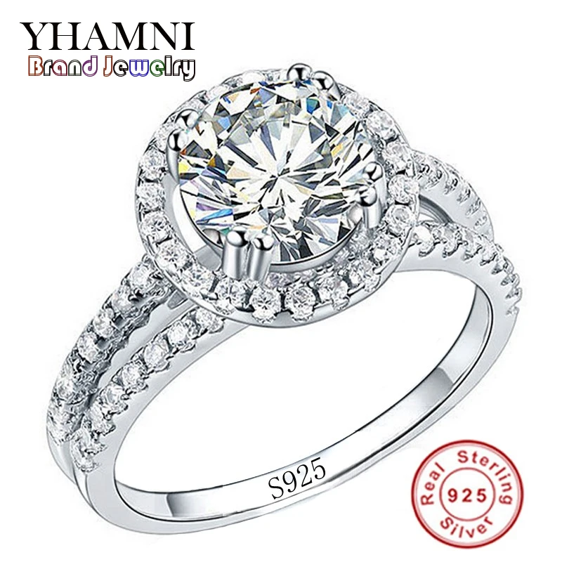 

Big Sale Fine Jewelry Ring Have S925 Stamp Real 925 Sterling Silver Ring Set 2 Carat CZ Diamant Wedding Rings for Women R510
