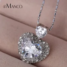 EManco Classic Bling de Lujo Romántico Corazón Collar y Pendiente de Las Mujeres Cubic Zirconia Rhinestone Joyería de Cadena de Cobre