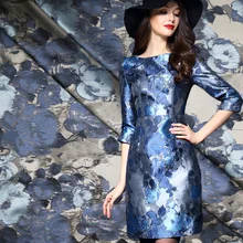 SASKIA 1 метр цветок жаккард Brodace ткань 6" синий золото полиэстер материал шитье на женское платье одежда пальто лоскутное Diy