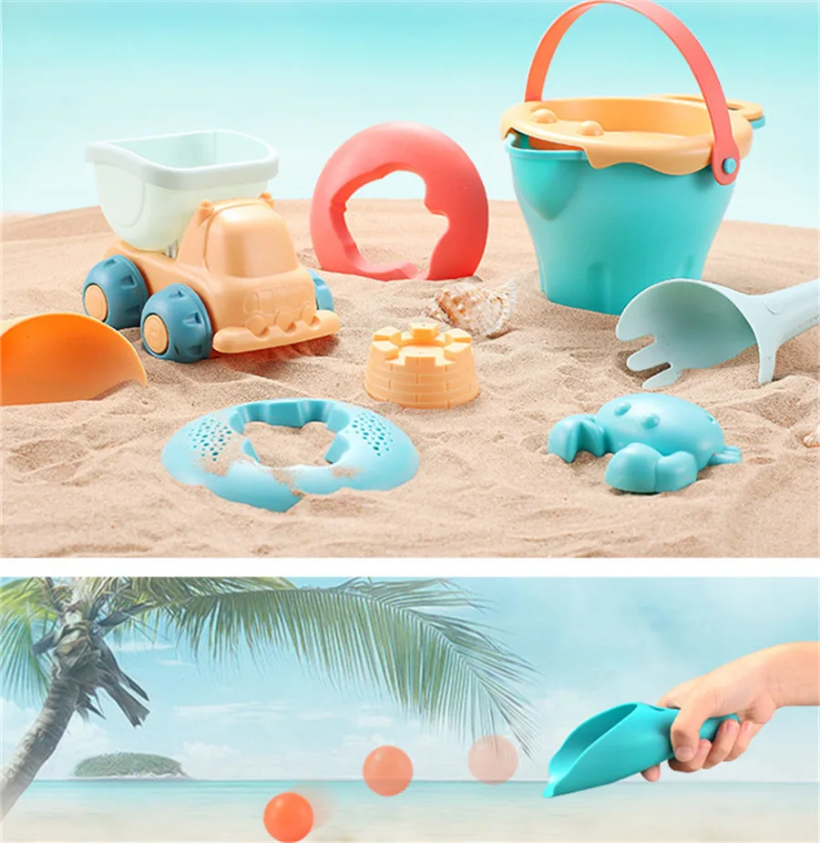 7-17 шт Мягкие Детские пляжные игрушки набор для ванны с ведром песочный инструмент модель водная игра для малышей игрушка для пляжа набор
