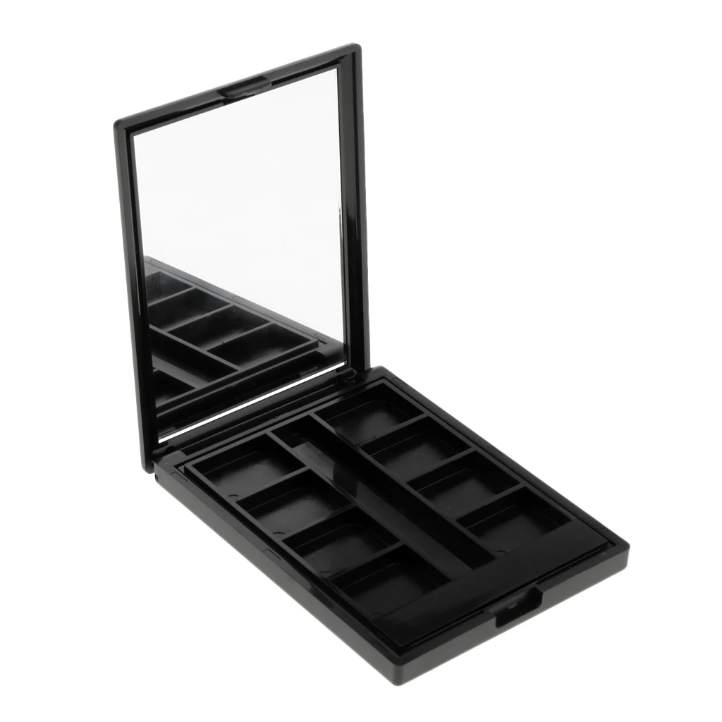 

8 Grids Black Cosmetic Empty Eyeshadow Lipstick Case Palette Box Powder Blusher Makeup Highlighters Container Mirror Makeup Tool