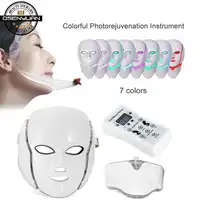 2019 new 7 Colors Photon Electric LED Facial Mask with Neck Skin Rejuvenation Anti Acne Wrinkle Beauty Treatment Salon Home Use
