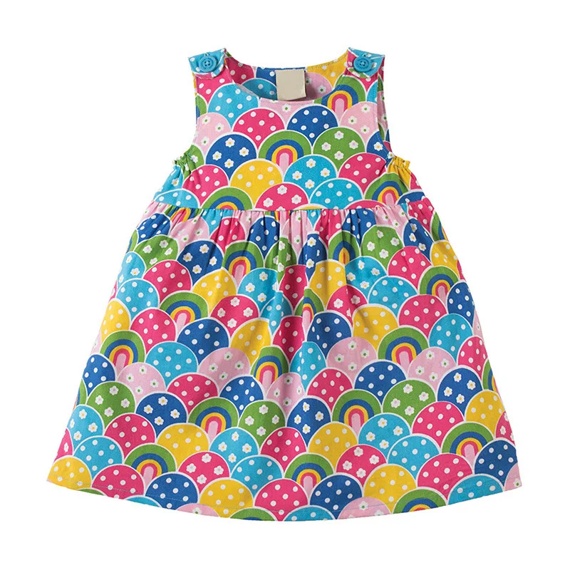 

Little maven 1-6Years Cute Colorful Print Baby Girls Tops Tees Dress Summer Newborn Girl's Sleeveless Dresses Bebe Vestido