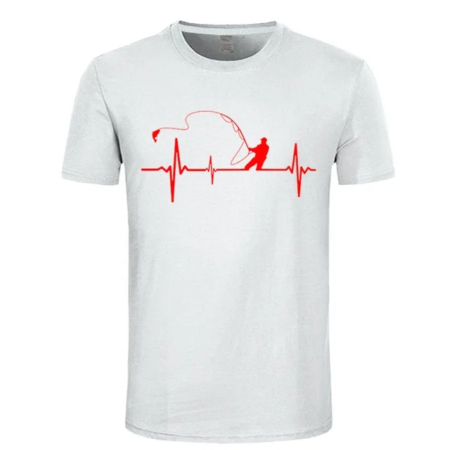 Birthday Gifts For Dad Him Father Fishinger Heartbeat Funny T Shirt Fish Accessories Present Custom T-Shirt Men Fisherman | Мужская