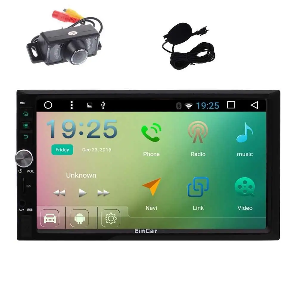 

External Microphone included! Android 6.0 Car Stereo 7'' Touch Screen Double Din Vehicle GPS Radio In Dash Double Din Navigation