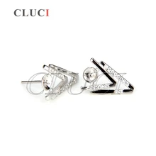 Moda 16*10.5mm 925 pendientes de plata de ley de Doble V montaje 1 par