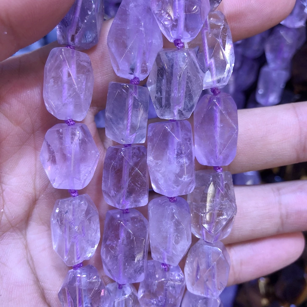 

Wholesale 2strings Natural Lavender Amethys t Gem Stone Faceted Nugget Beads,Genuine Gem Jewelry Making Beads,15.5"/str