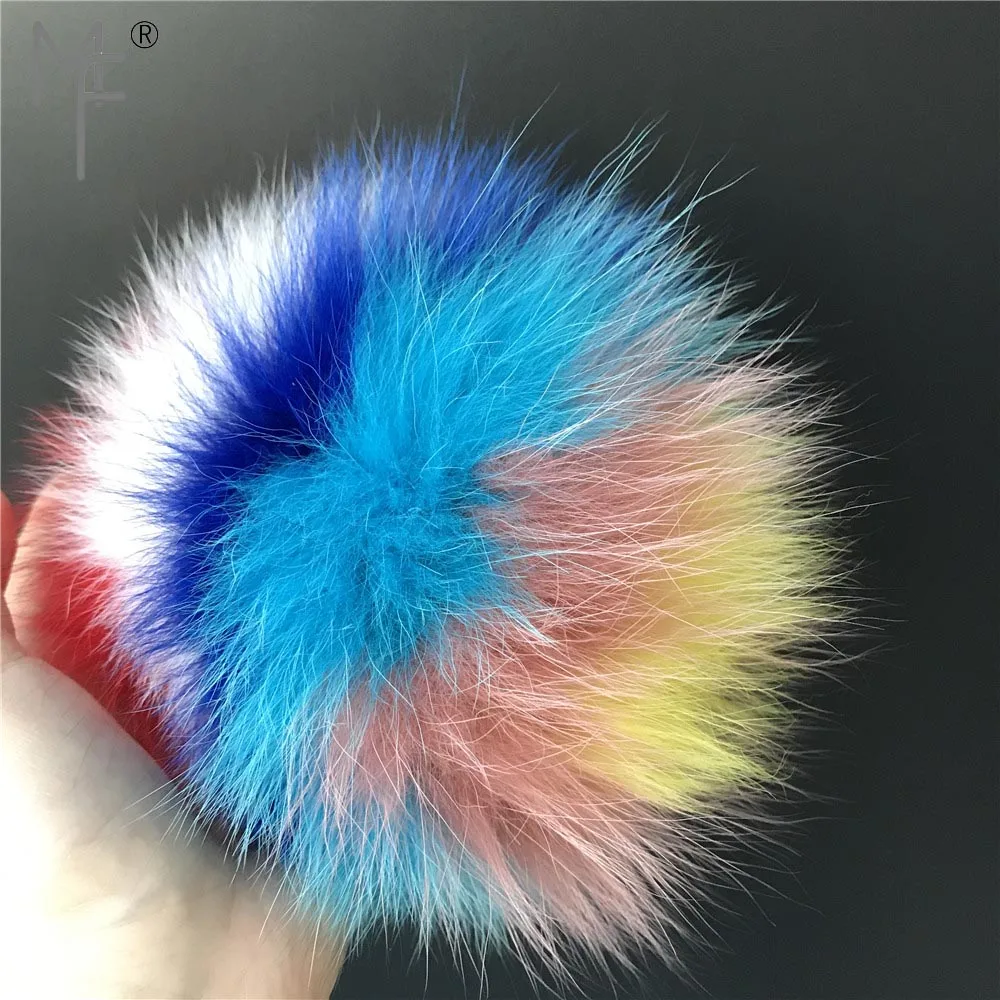 Помпоны из натурального меха лисы и кроличьего разноцветные помпоны 15 см большой