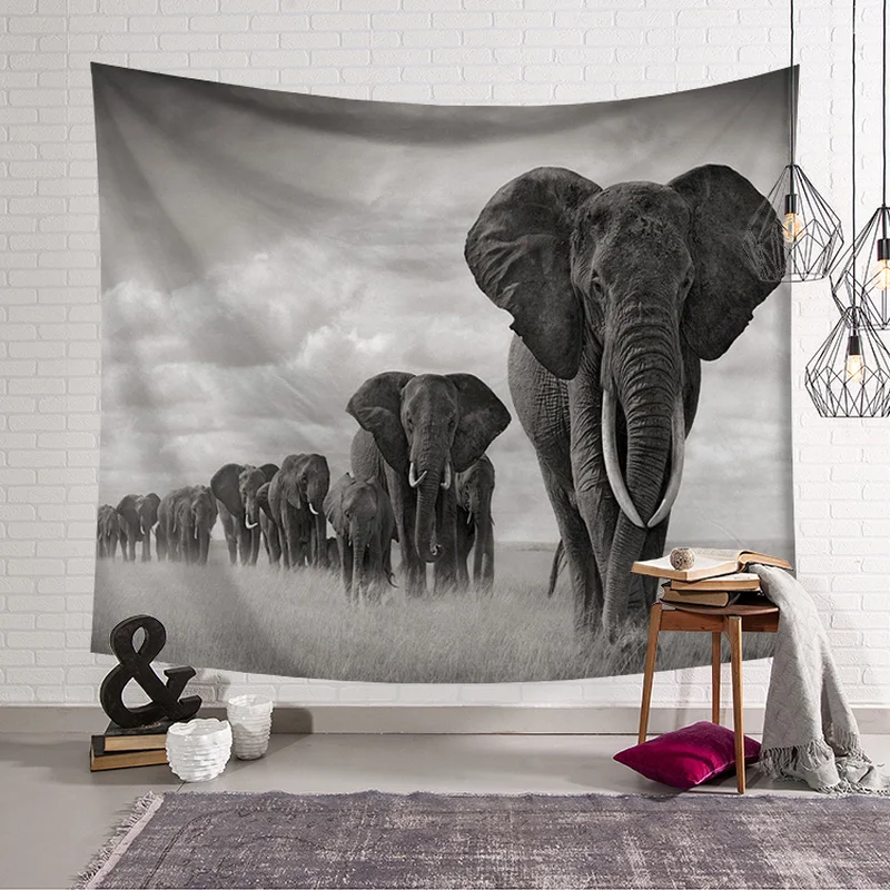 4 Size Elephant Tapestry Wall Hanging Wall Tapestry Blanket Farmhouse Decor Polyester Llama Printed Window Tapestry Yoga