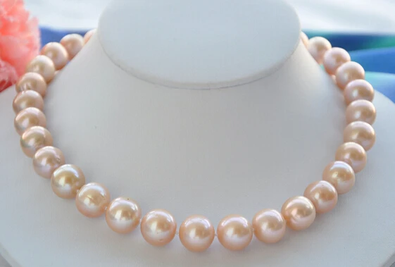 

0001886 NATURAL AA++17" 12-15mm ROUND PINK PEARL NECKLACE