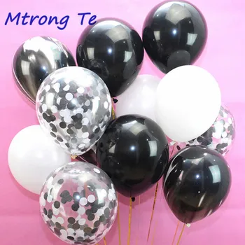 

10pcs 12Inch Confetti Balloon white Black Latex Balloon Holiday Party Wedding Decorations Air Glbos Kid Birthday Party Supplies