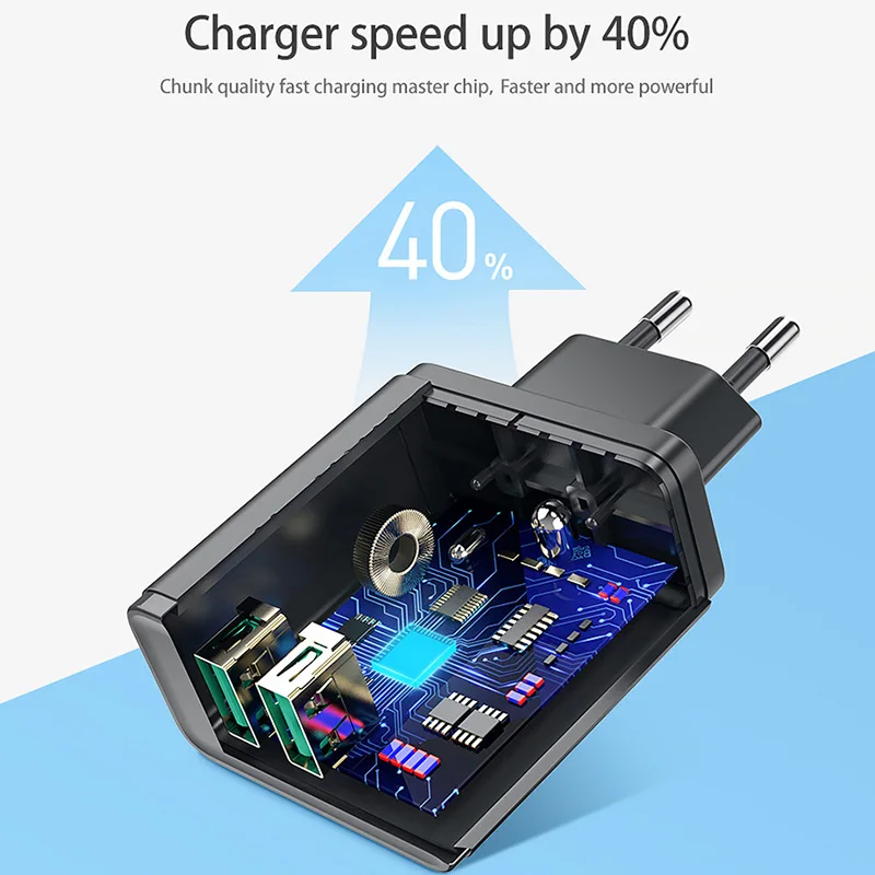 ZNP Quick Charge 3,0 28 Вт QC 3,0 адаптер зарядного устройства с двойным USB ЕС Путешествия стены мобильного телефона Быстрая зарядка для iPhone samsung Xiaomi