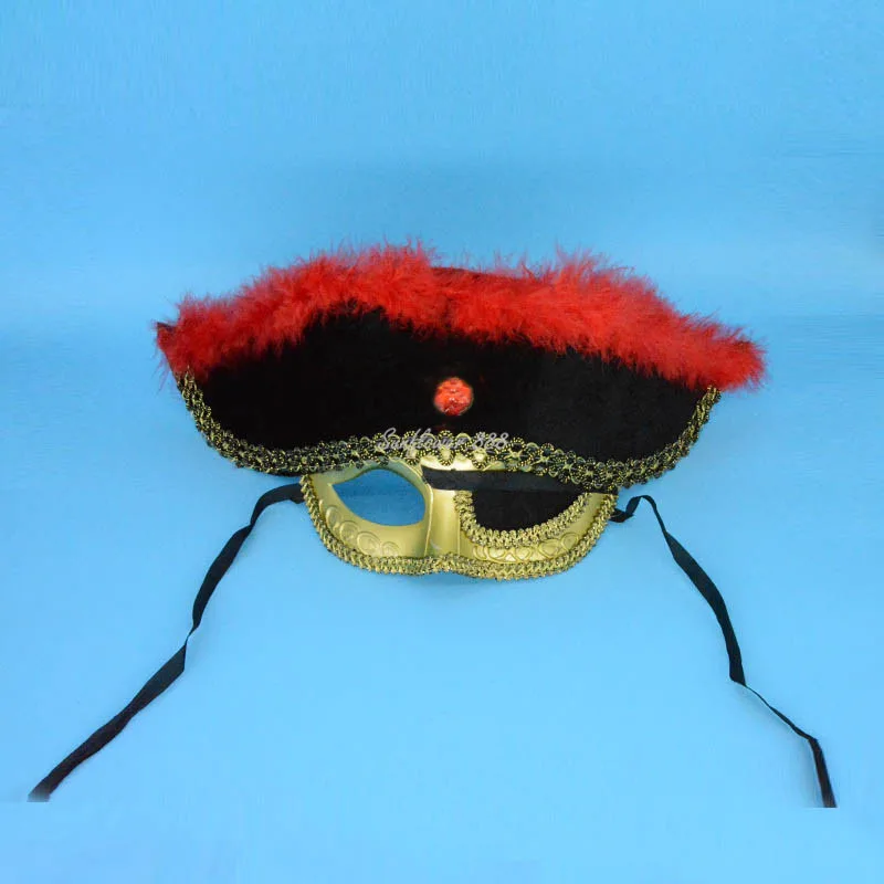 Red Blue Feather Eye Patch Pirate Masks Kids Adults Ball Party Masks