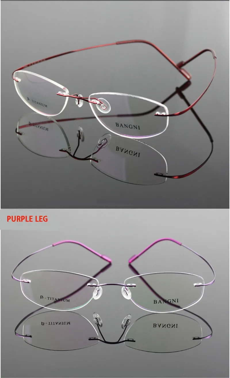 Очки без оправы Титан Óculos de sol стекло оптический для мужчин женщин 1618 легкие по назначению зрелище Металл Унисекс Близорукость отделка