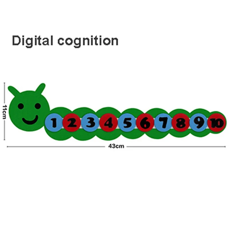 Гусеничный математические игрушки нетканое полотно DIY игрушка обучение в детском саду руководство Раннее Обучение Образование стволовых образование по методу Монтессори помощь - Цвет: Зеленый