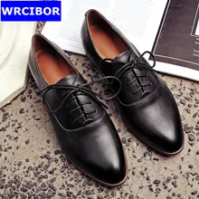 2017 Spring and Autumn Genuine leather Women’s Oxfords pointed toe Fashion Oxfords Women Flat Heel Shoes Casual Women Shoes