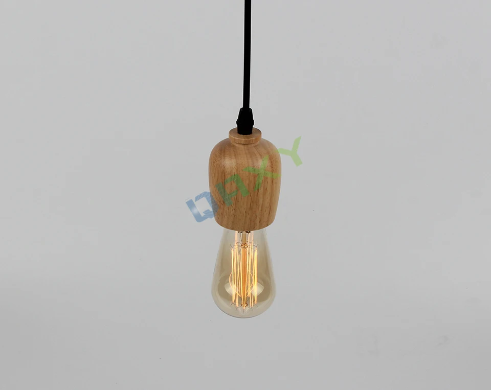 E27 деревянный держатель подвесные лампы с черной проволокой/белый провод Внутренний светильник для одежды магазин столовая паб [D9564]