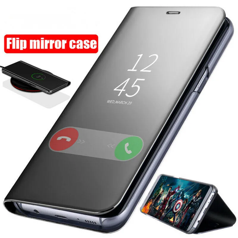 Luxury Mirror Flip Standing Case for Xiaomi Redmi Note 7 6 Pro Leather Cover for Coque Xiaomi mi9 8se Poco F1 Mobile Accessories