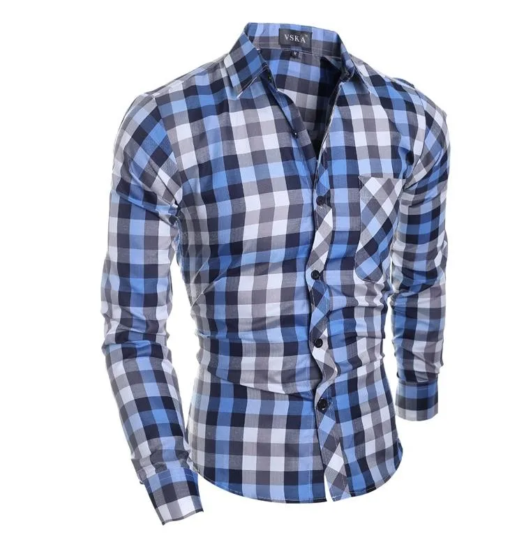 Прямая поставка camisa masculina мужская Повседневная рубашка с длинными рукавами и принтом Повседневная приталенная Мужская рубашка camisa social masculina