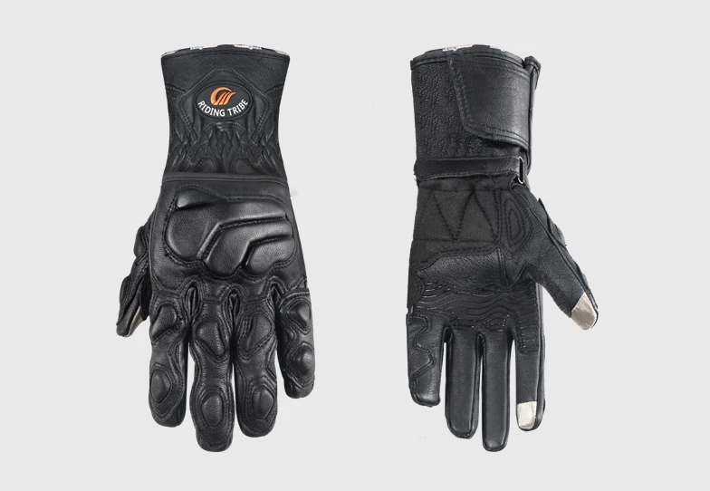 Новые зимние теплые дышащие кожаные мотоциклетные перчатки/гоночные беговые перчатки/уличные спортивные перчатки водонепроницаемые черные - Цвет: Черный