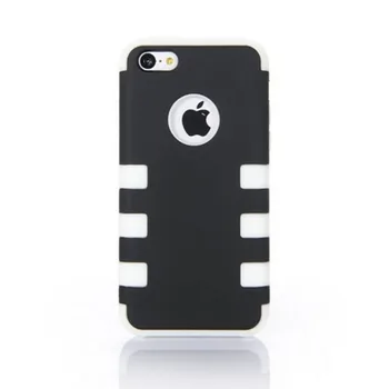 

1000pcs 3 in 1 Hybrid Layer Hard case For iPhone 5C PC+Soft Silicone Front & Back Dual color back cover cases Skin