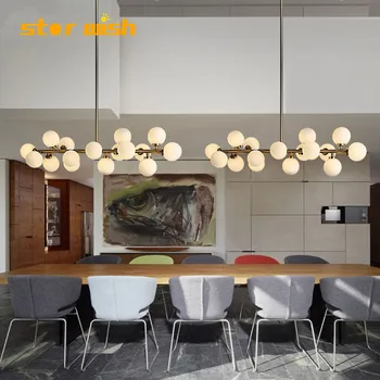 

star wish Nordic modern glass pendant lighting clubhouse villa head branch type magic bean molecular glass ball hunging lamp