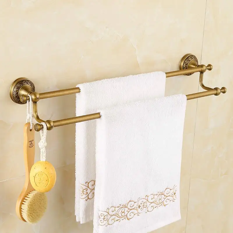 Европейский античный Твердый латунный подвесной набор для ванной комнаты, ретро держатель для бумаги, аксессуары для ванной комнаты, настенный держатель для туалетной щетки - Цвет: towel bars