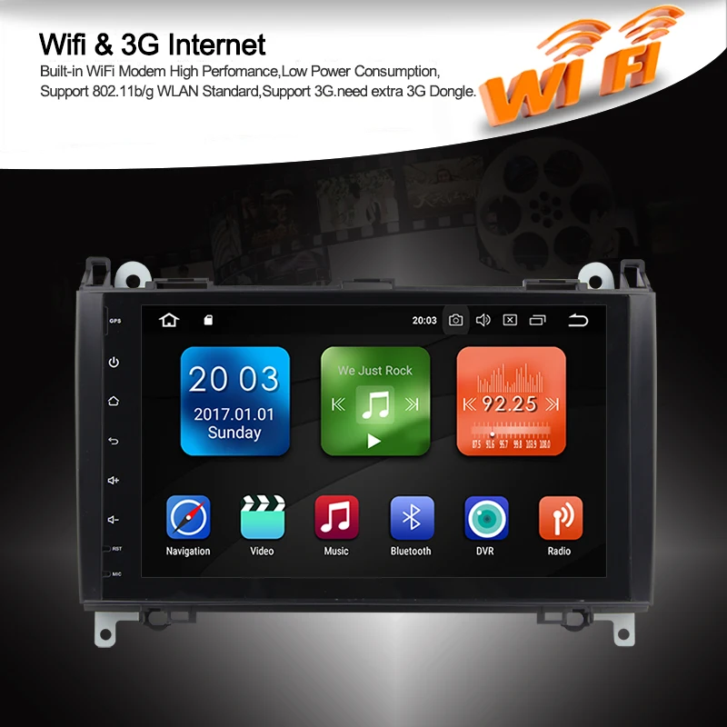 Top Android 8.1 Quad Core 2G RAM 16G ROM GPS Navi 9" Car DVD Multimedia for Benz A W169/B W245/B200/Viano/Vito/W906 with Radio 4