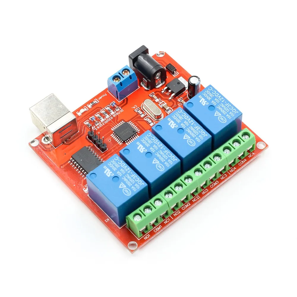 4 канальный компьютерный USB модуль управления 12 В постоянного тока релейный