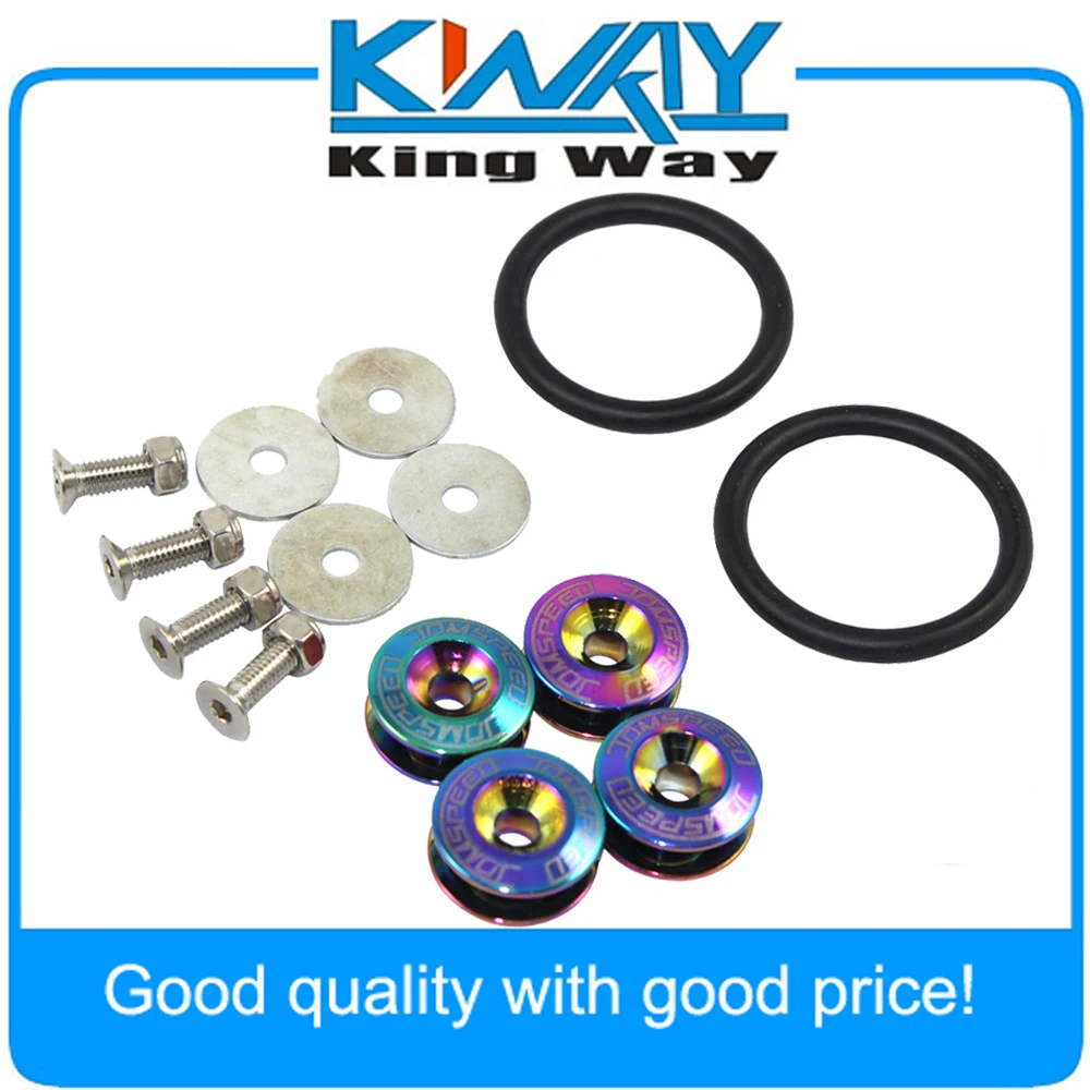 

4 PCS/set NEO CHROME Quick Release Fasteners for front bumpers, rear bumpers, and trunk / hatch lids kit with JDMSPEED Logo