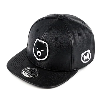 

New 2018 Unisex Top Quality Bear Baseball Caps Snapback Gay PU Leather Cap Fashion Fury Bears Hip-Hop Hat Circumference:56-63 cm