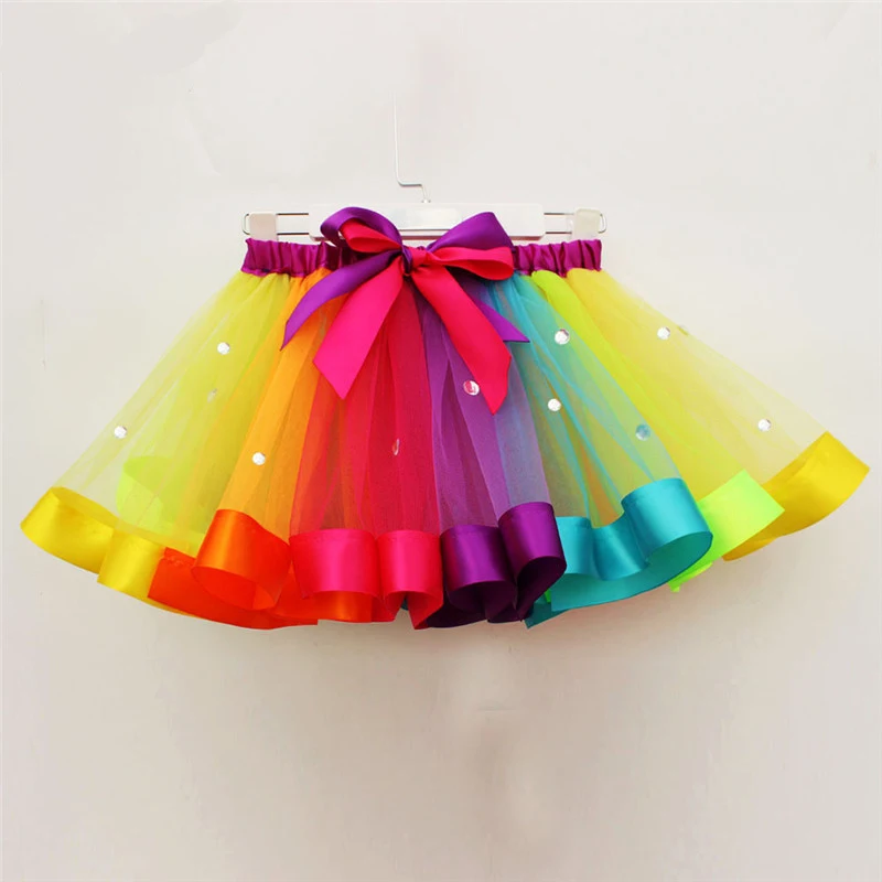 

kids girl mesh glitter dance tutu skirt children's day school party show performance tulle fluffy toddler girl pettiskrit