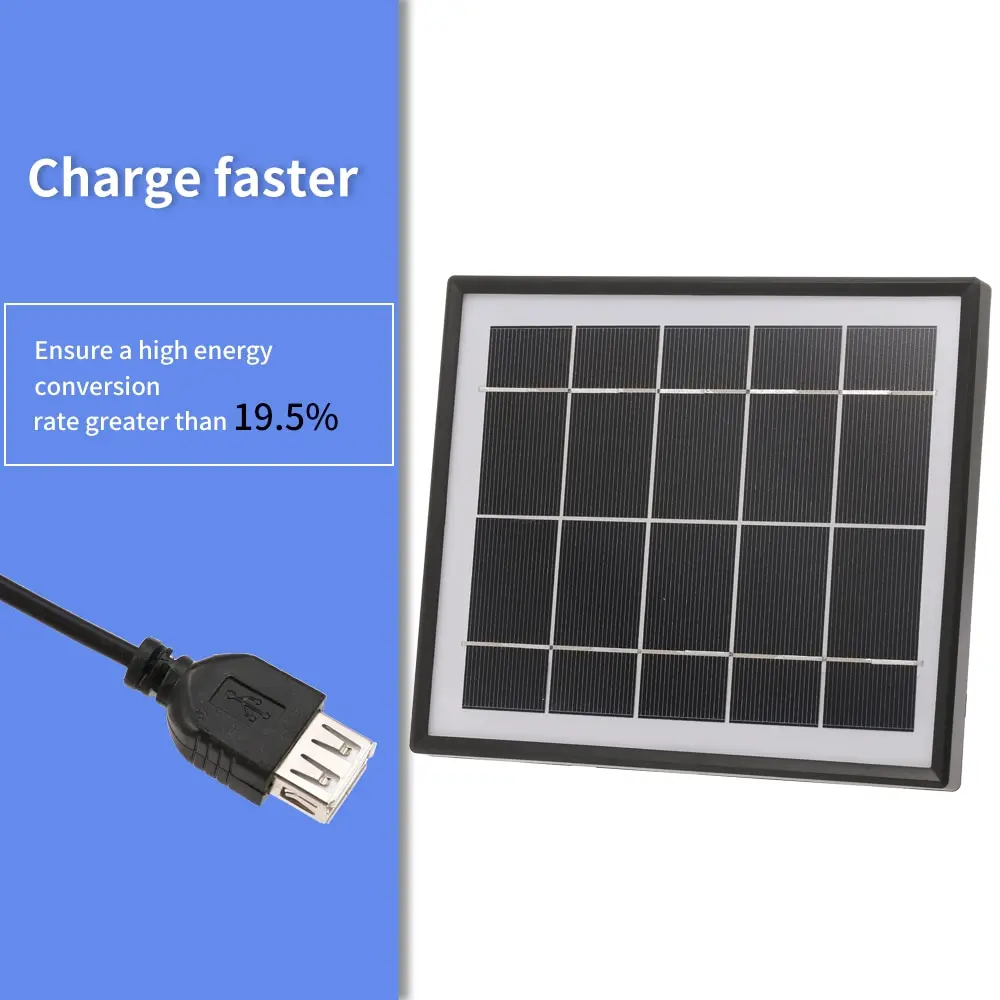 

Portable Monocrystalline Silicon Solar Panel 5W Solar Battery Charger With 3M Cable USB Output for Mobile Phones Power Station
