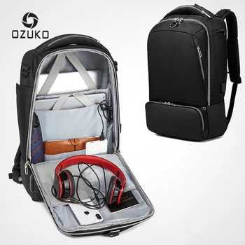 

OZUKO 2019 New Multifunctional Casual Backpack Men 15.6inch Laptop Bag Male Anti Thief USB Charging Backpacks Waterproof Mochila