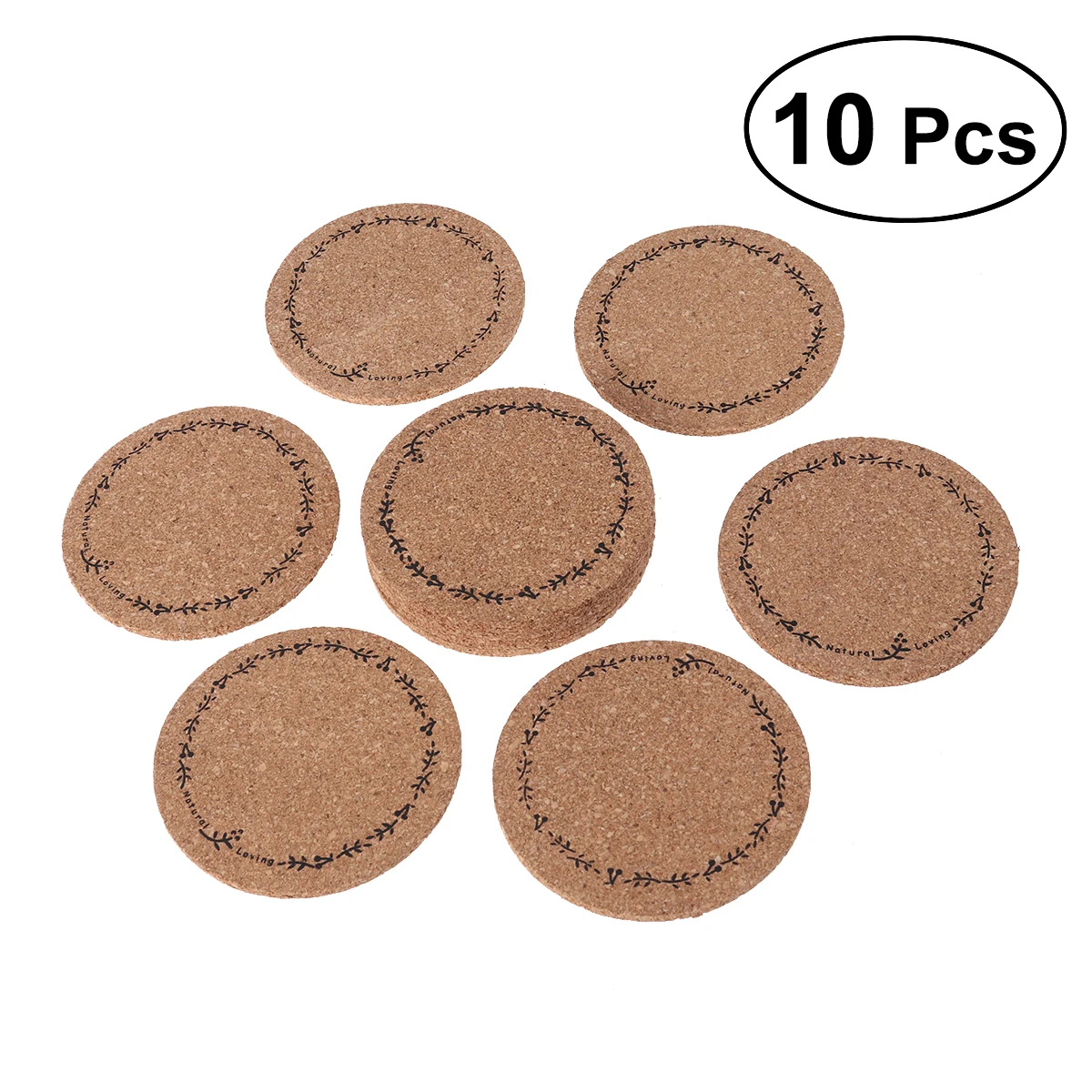 10PCS 10CM Cork Table Mat Heat Resistant Round Coaster for Cup Glass