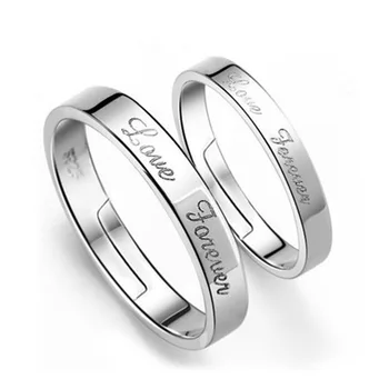 

100% 925 sterling silver romantic love forever letter lovers`couple rings jewelry women men birthday gift drop shipping cheap