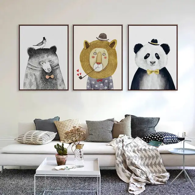 Animals Canvas Art Print Painting Poster Panda Fox Lion Design ... Animals Canvas Art Print Painting Poster Panda Fox Lion Design ...