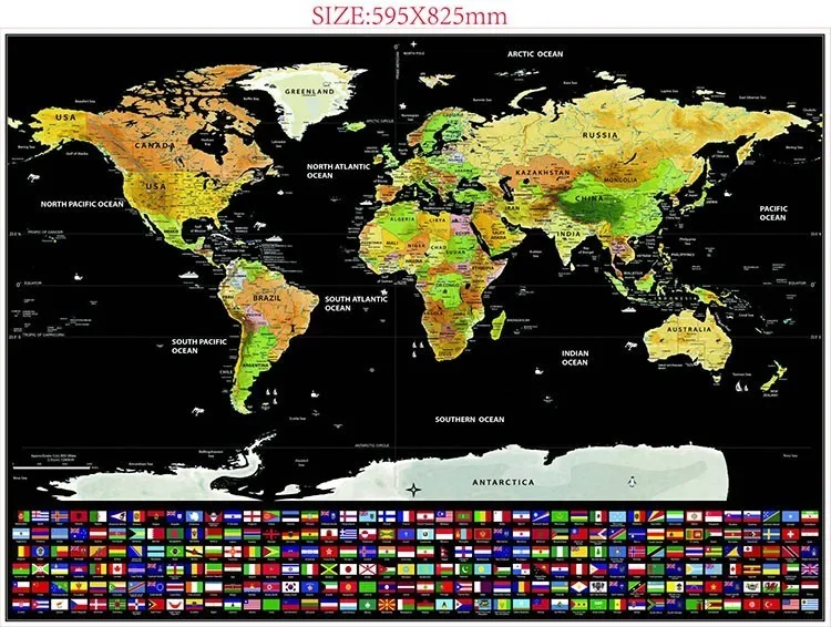 Карта мира скретч с карты мира путешествия плакат медной фольги персонализированные журнал Большой размер с цилиндрической упаковкой