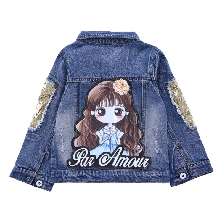 

Spring Autumn Girl's jacket Butterfly sequin Children Denim Coat Denim coats Outerwear Children Kids Jackets Baby Girls clothes