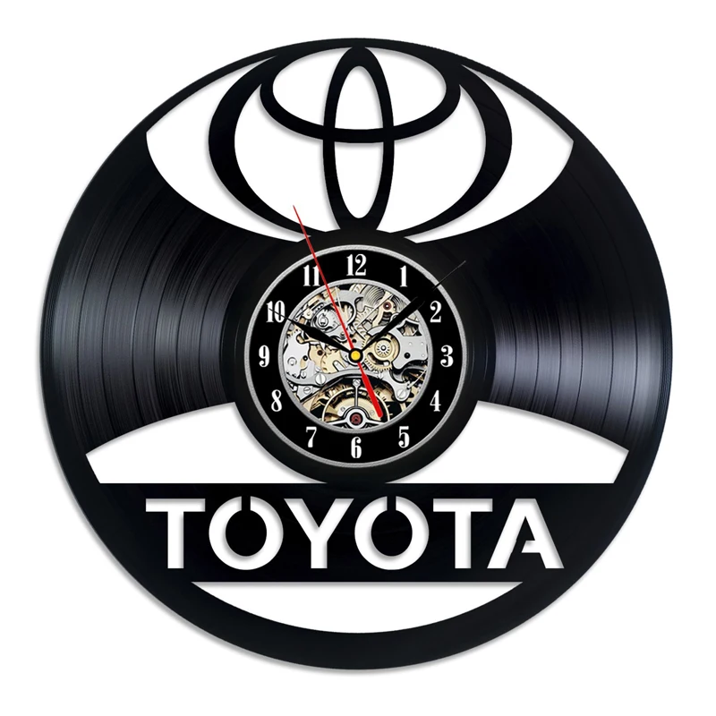 Toyota логотип виниловая пластинка настенные часы современный дизайн! Автосигнализация с вывеска на стену Винтаж виниловые настенные часы с светодиодный освещения домашние декоративные часы - Цвет: A-NO LED