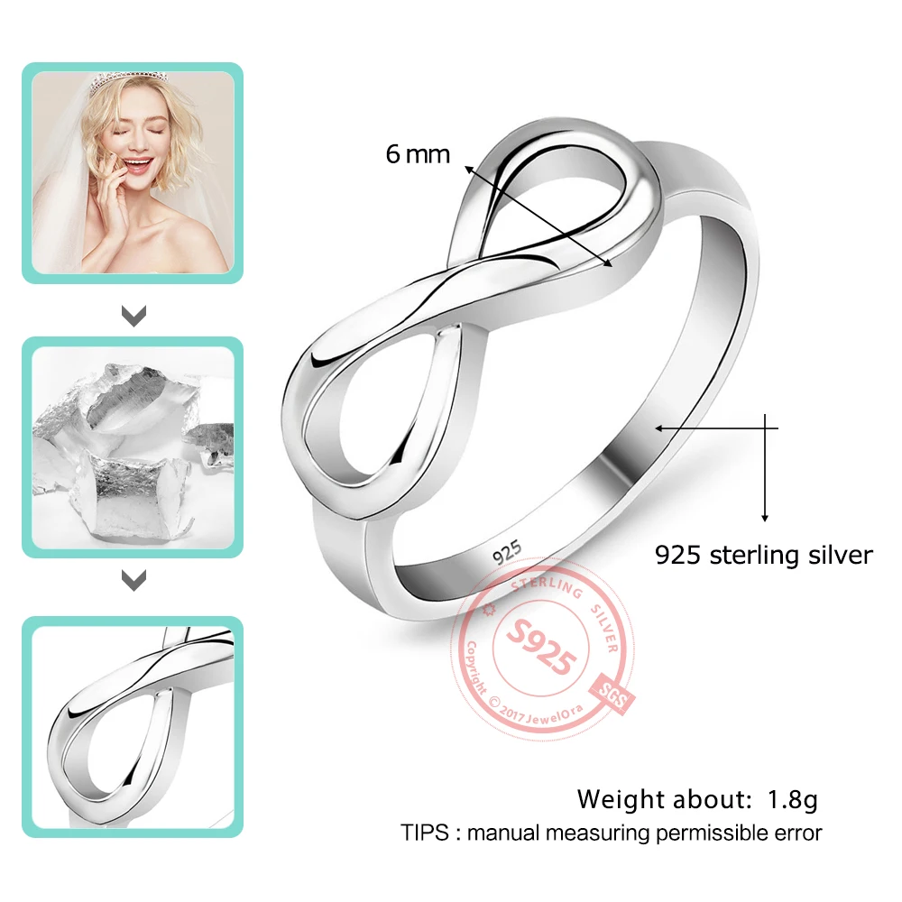 Genuine 925 Brand Rings For Women Knot Ring Sterling Silver S925 Stamped Silver Infinity Ring Best Gift(JewelOra Ri101995)