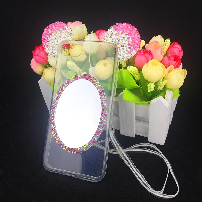 XINGDUO 3D Алмазные зеркальные блестящие уши Микки Минни со стразами ТПУ чехлы для