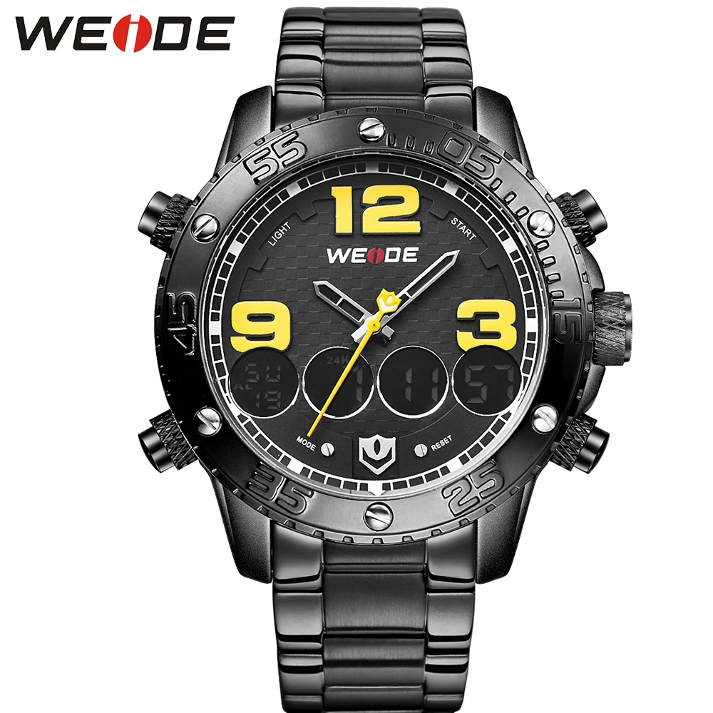WEIDE Analog Digital Sports Watches Men Quartz Black Stainless Steel Clock Military Wristwatch Waterproof Relogio Masculino WEIDE Analog Digital Sports Watches Men Quartz Black Stainless Steel Clock Military Wristwatch Waterproof Relogio Masculino