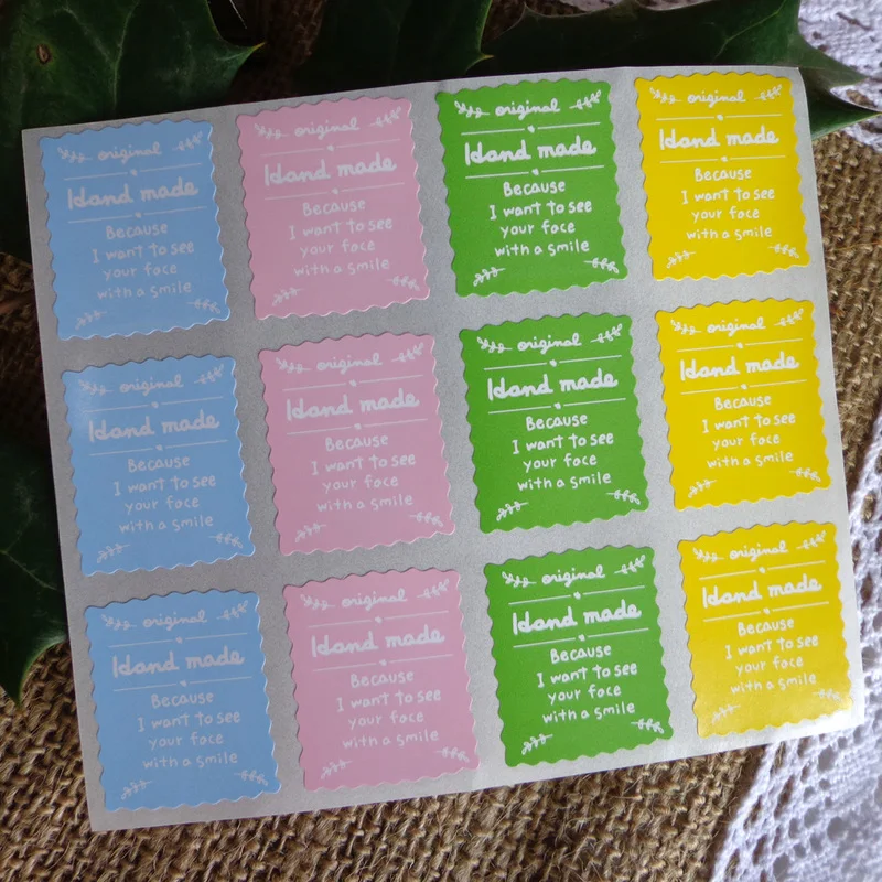 

90pcs 4 Colors Mix Handmade Seal Sticker for Handmade Product, Blue Pink Green Yellow DIY Paper Label Gift Seal Sticker 2.5x3cm