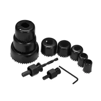 

11pcs Hole Saw Arbor Wrench Drill Bit Kit W/ Mandrels Case Wood Sheet Metal Power Tools Carbon Steel Drill Bits