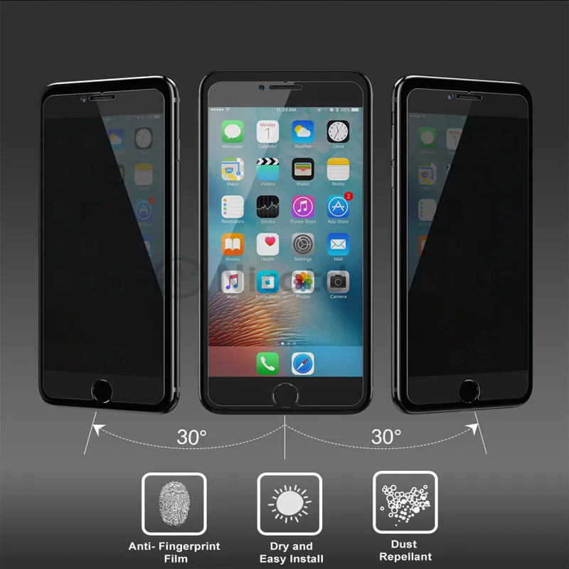  Abdeckung Bildschirm Privatsphäre Glas Für iPhone 7 Plus X Gehärtetem Glas Voll Abdeckung Auf Apple